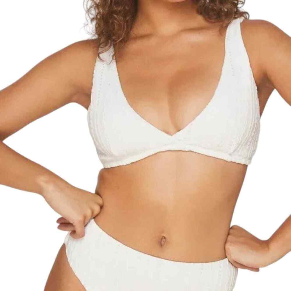 NWT Andie Women's The Belmar Bikini Top Eyelet Coconut White Size M
